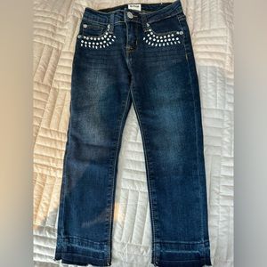 Hudson dark blue jeans (like new) with bejeweled pockets size 5
